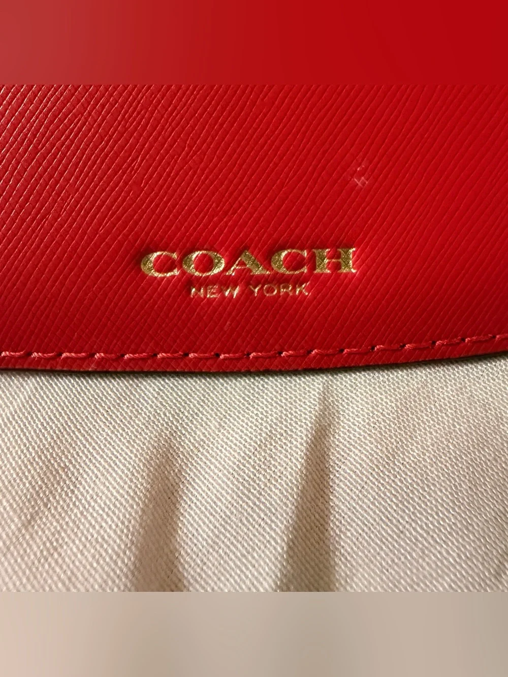 Coach Red Leather Flap Continental Wallet with Gold Logo